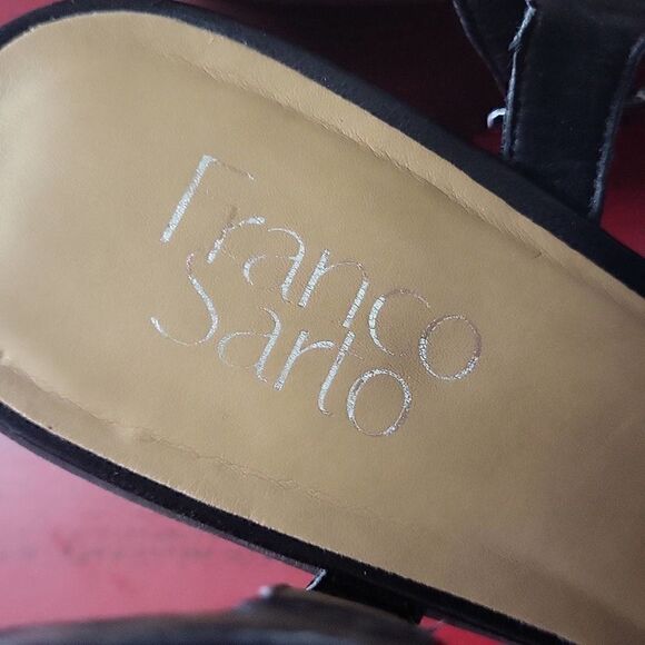 Franco Sarto Open Toe Mandi Block Heels Black Leather Shoes Women's 9.5 M - Picture 11 of 16